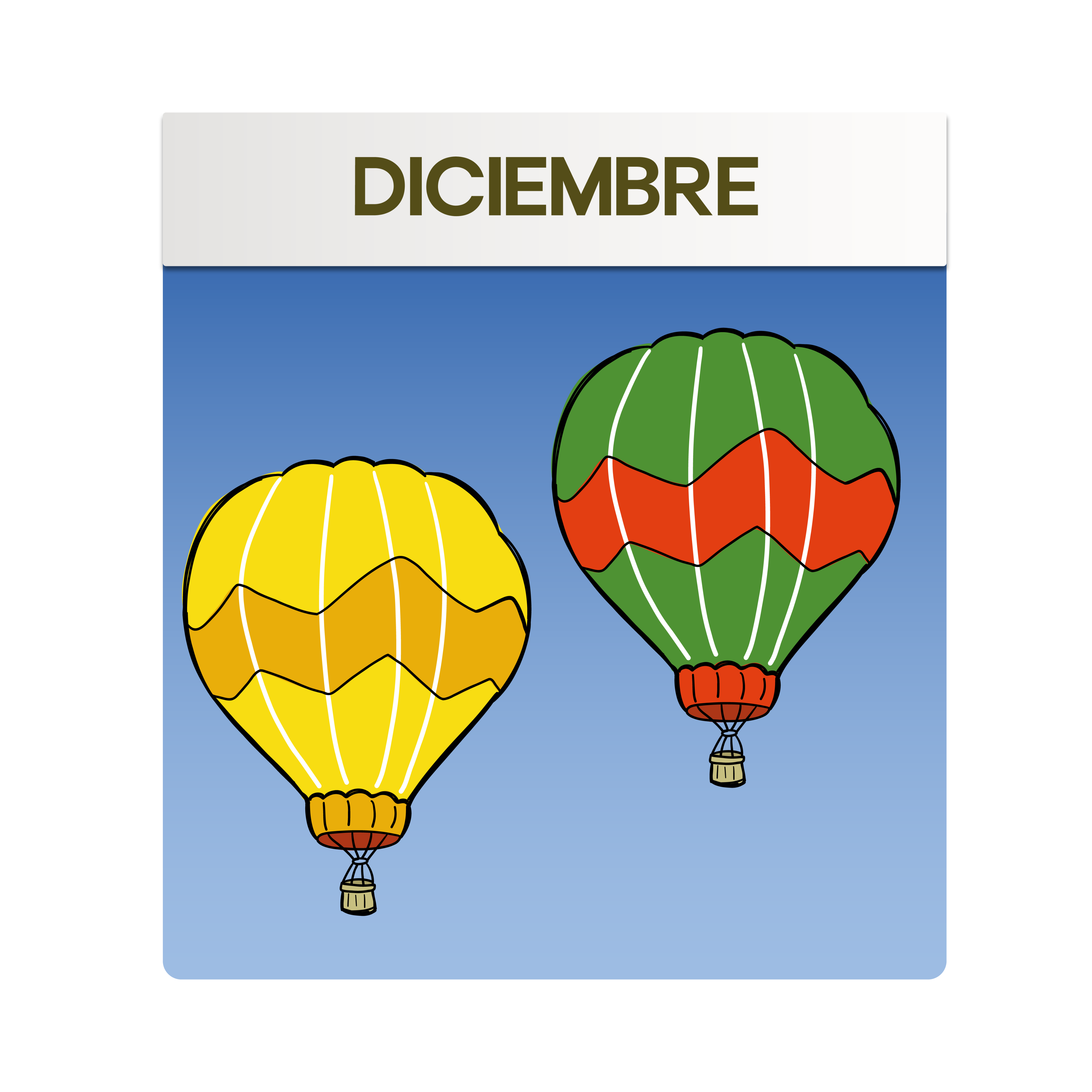 Ilustración de Navidad en Globo Aerostático